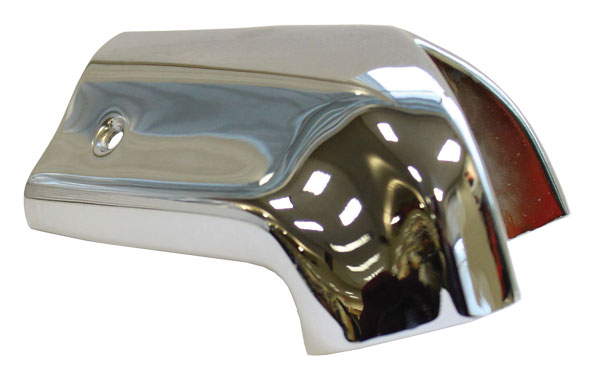 1966-67 CONVERTIBLE TOP HEADER SIDE MOLDING CAPS, PAIR, (APE)