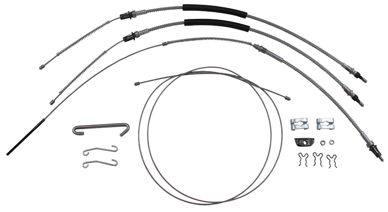 68-72 COMPLETE PARKING BRAKE CABLE SET, TH350 OR 3 SPEED MANUAL TRANS (RE)