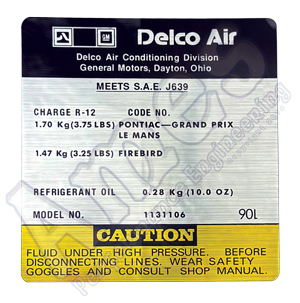 1976 AIR CONDITIONER COMPRESSOR LABEL (RE)